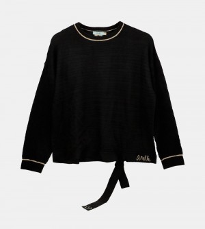 Svetre Anekke Black Shoen Crew Neck Sweater Damske | 0268594-BX