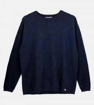 Svetre Anekke Navy Blue Shoen Sweater Damske | 2748013-QG
