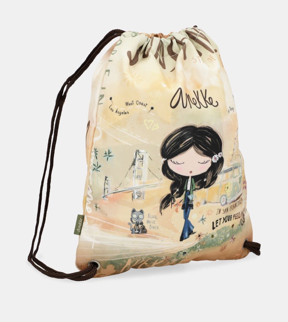 Batohy Anekke Peace & Love Fabric Drawstring Backpack Damske | 3541672-WN