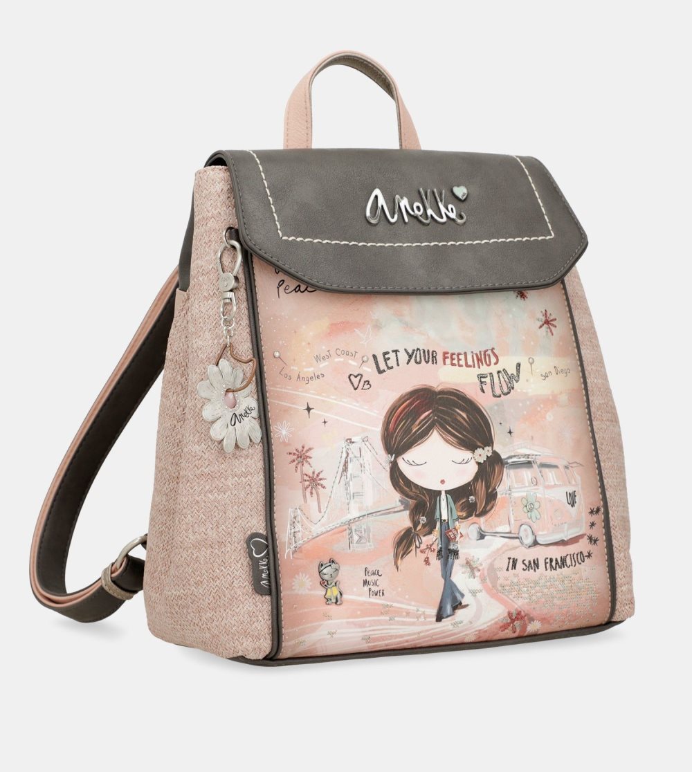 Batohy Anekke Peace & Love Pink Backpack With Flap Damske | 9128047-HF