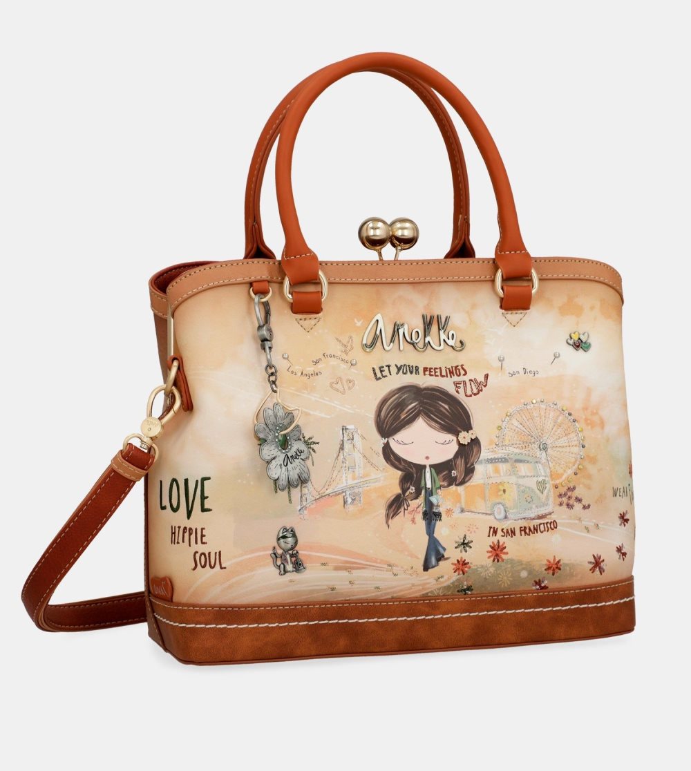 Crossbody Kabelka Anekke Peace & Love Camel Kiss Clasp Bag Damske | 3986017-UB