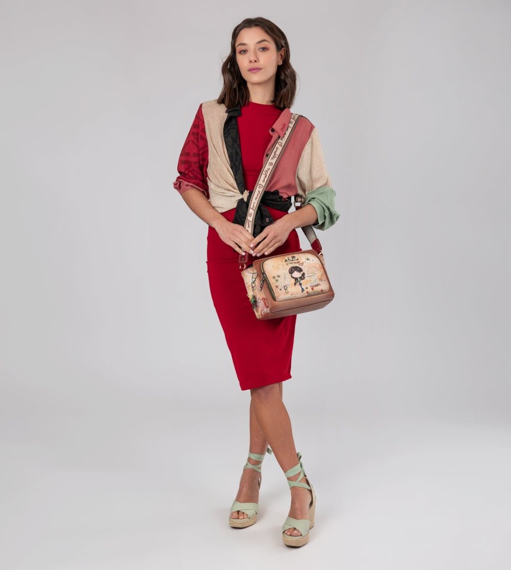 Crossbody Kabelka Anekke Peace & Love Camel Rectangular Crossbody Bag Damske | 7013654-KL