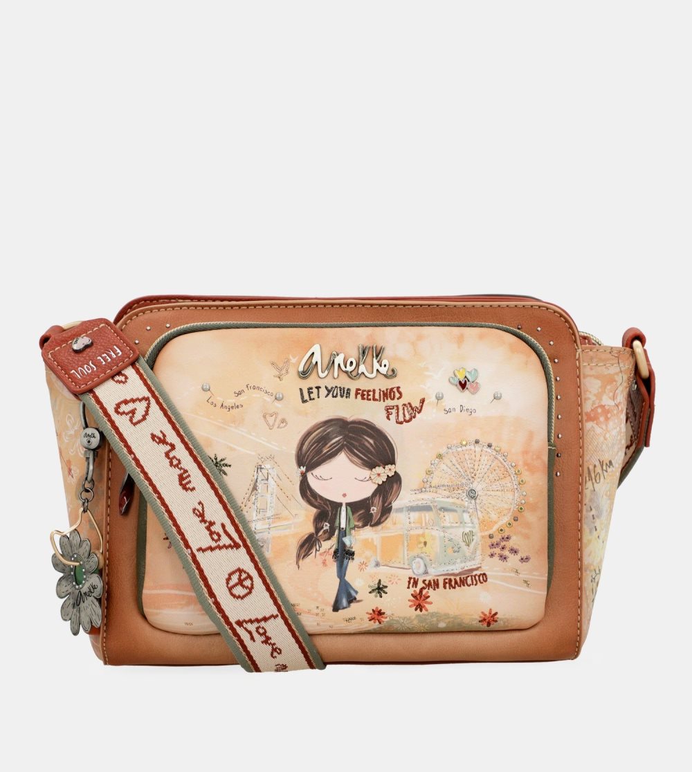 Crossbody Kabelka Anekke Peace & Love Camel Rectangular Crossbody Bag Damske | 7013654-KL