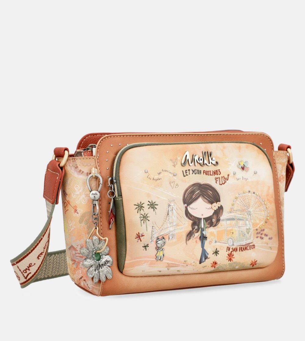 Crossbody Kabelka Anekke Peace & Love Camel Rectangular Crossbody Bag Damske | 7013654-KL