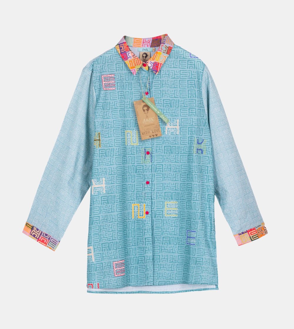 Kosele Anekke Blue Shirt Damske | 2894150-XZ