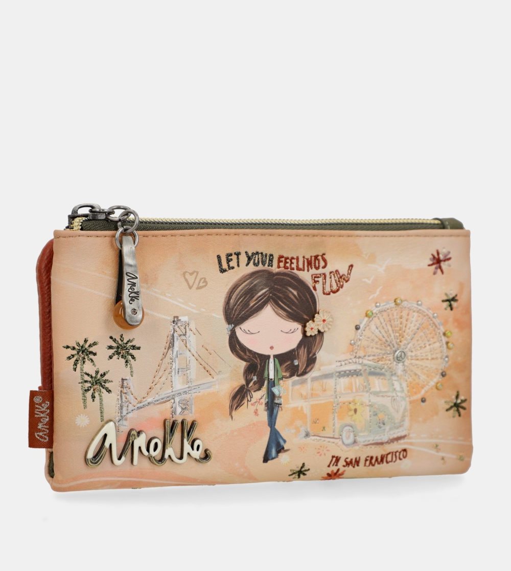 Penazenky Anekke Peace & Love Camel Flexible Rfid Wallet Damske | 6501243-FD