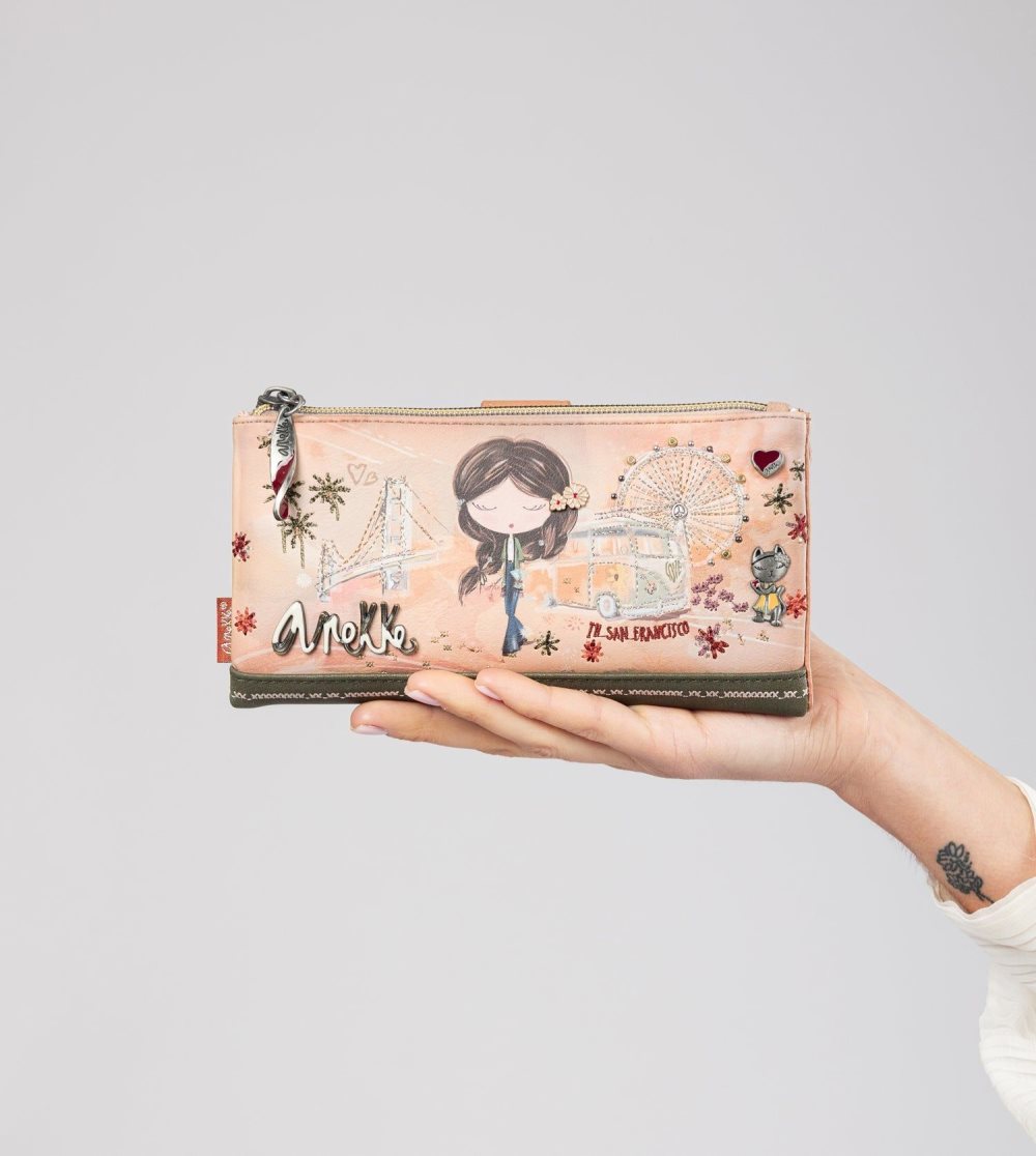 Penazenky Anekke Peace & Love Camel Large Rfid Wallet Damske | 5639421-AX