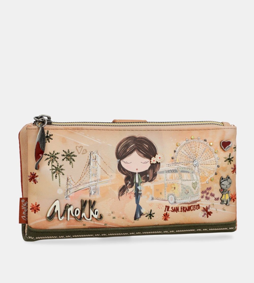 Penazenky Anekke Peace & Love Camel Large Rfid Wallet Damske | 5639421-AX