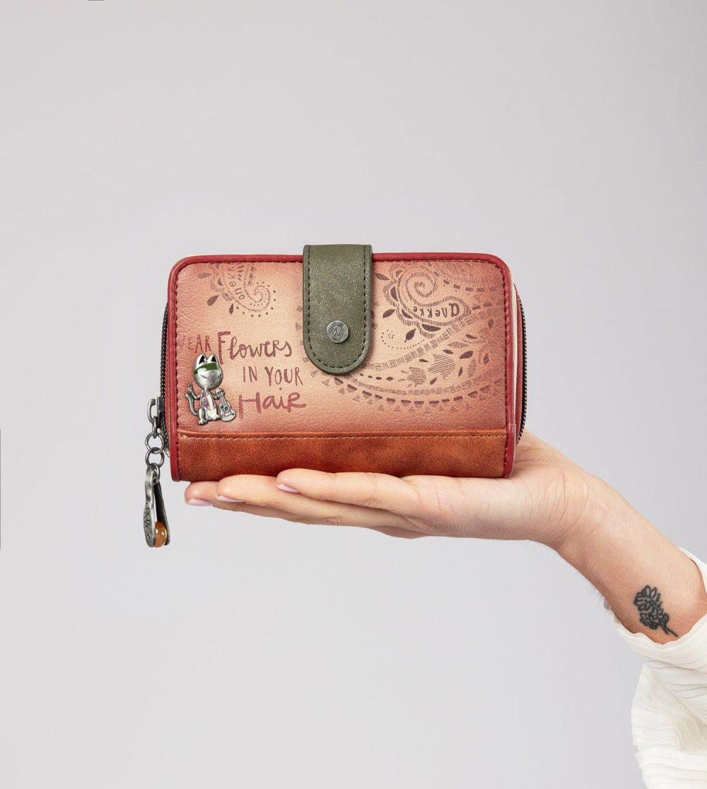 Penazenky Anekke Peace & Love Camel Medium Rfid Wallet Damske | 4658021-DG