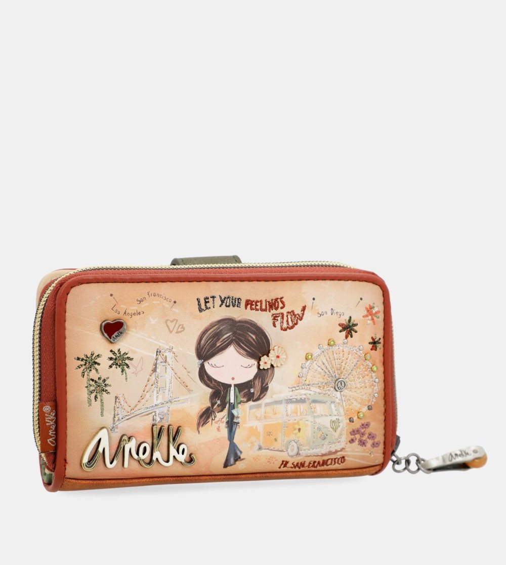 Penazenky Anekke Peace & Love Camel Medium Rfid Wallet Damske | 4658021-DG
