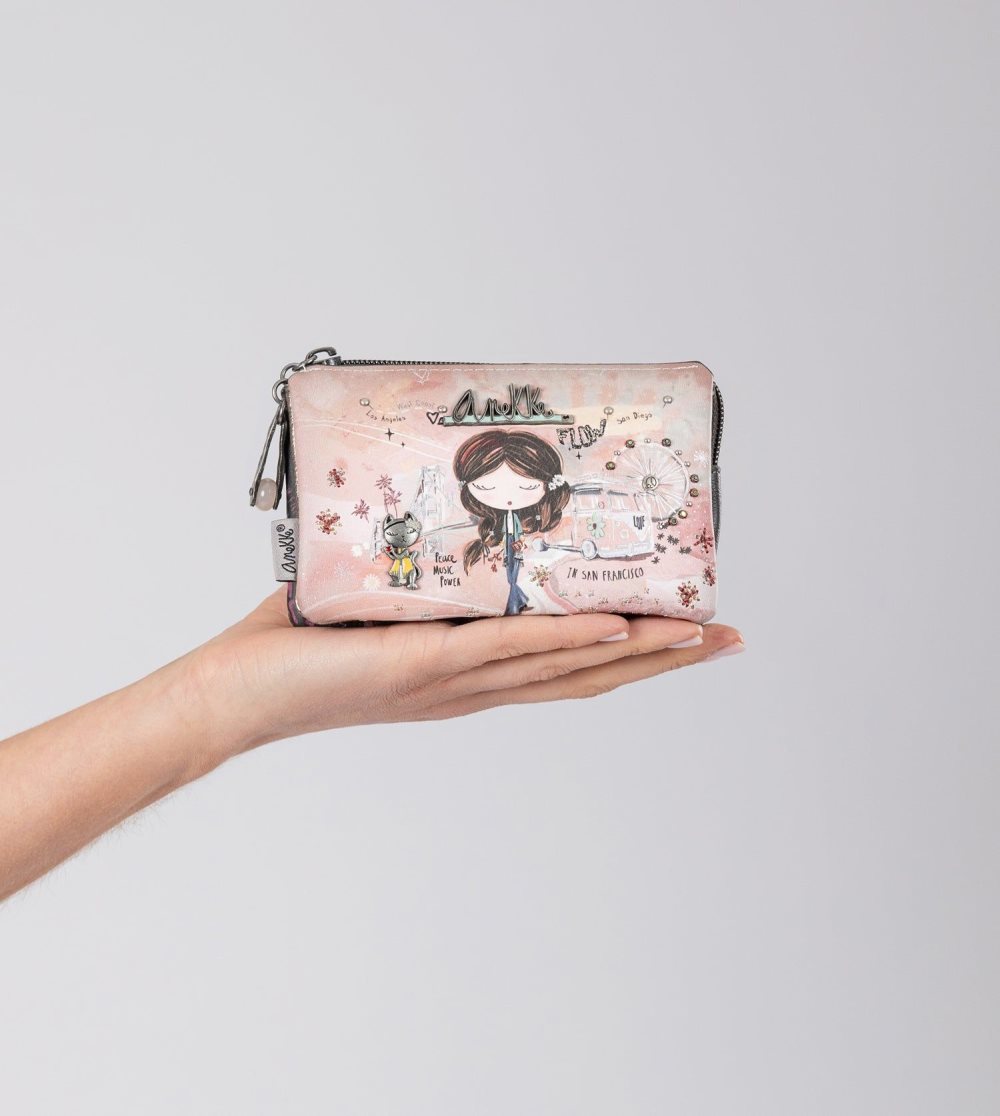 Penazenky Anekke Peace & Love Pink 3-compartment Coin Purse Damske | 1903678-EW