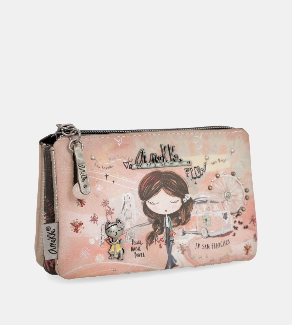 Penazenky Anekke Peace & Love Pink 3-compartment Coin Purse Damske | 1903678-EW