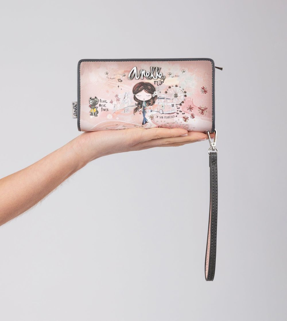 Penazenky Anekke Peace & Love Pink Large Rfid Wallet Damske | 8650271-LO