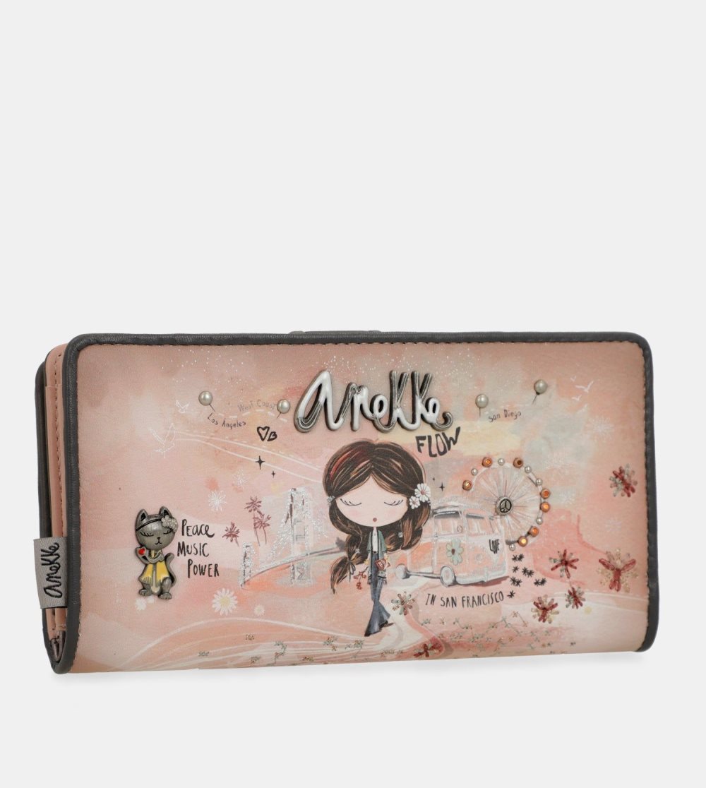 Penazenky Anekke Peace & Love Pink Large Rfid Wallet Damske | 8650271-LO