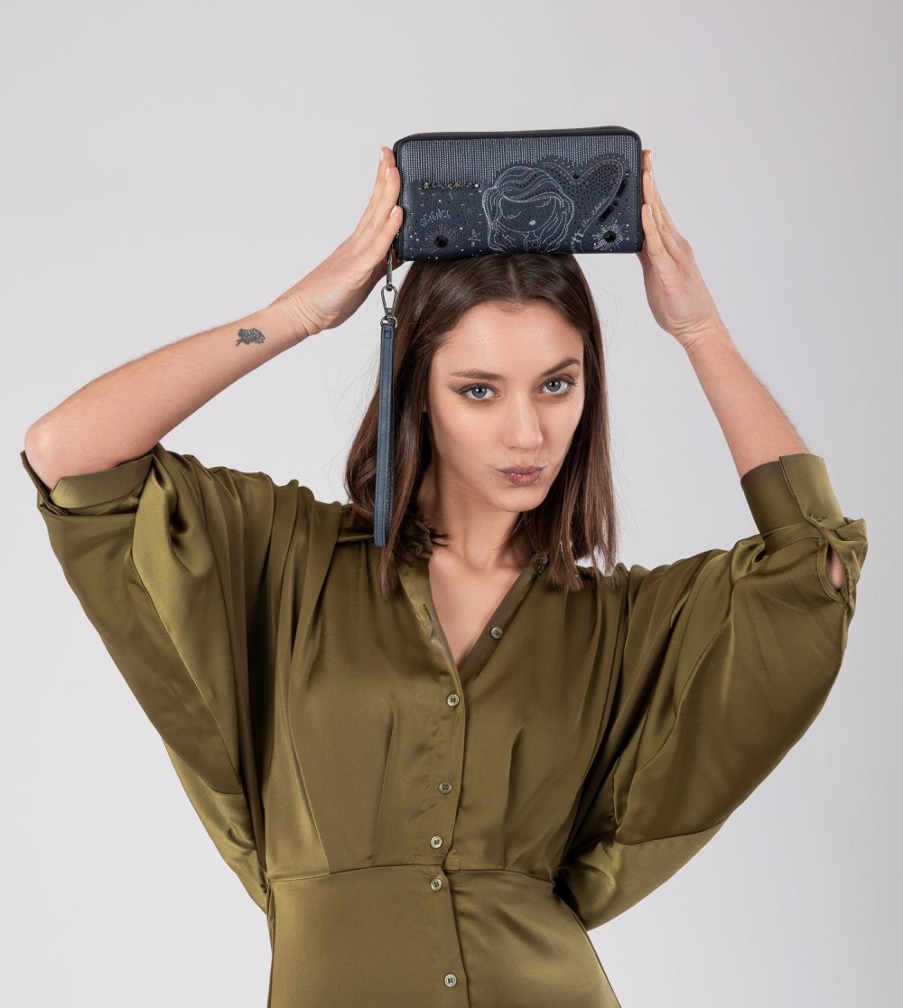 Penazenky Anekke Studio Navy Blue Large Rfid Wallet Damske | 1053689-RN