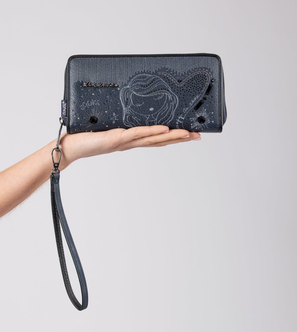 Penazenky Anekke Studio Navy Blue Large Rfid Wallet Damske | 1053689-RN