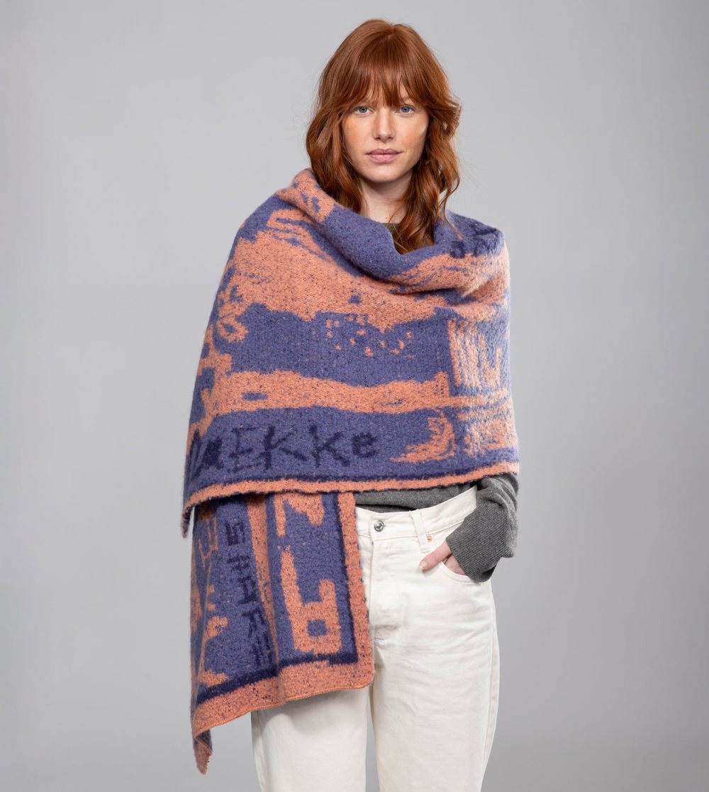 Sal Anekke Blue And Terracotta Contemporary Scarf. Damske | 7306594-OJ