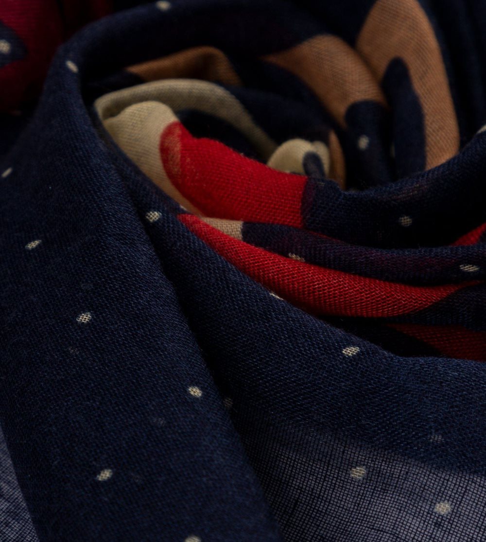 Sal Anekke Kene Navy Blue Printed Scarf Damske | 7853162-DY