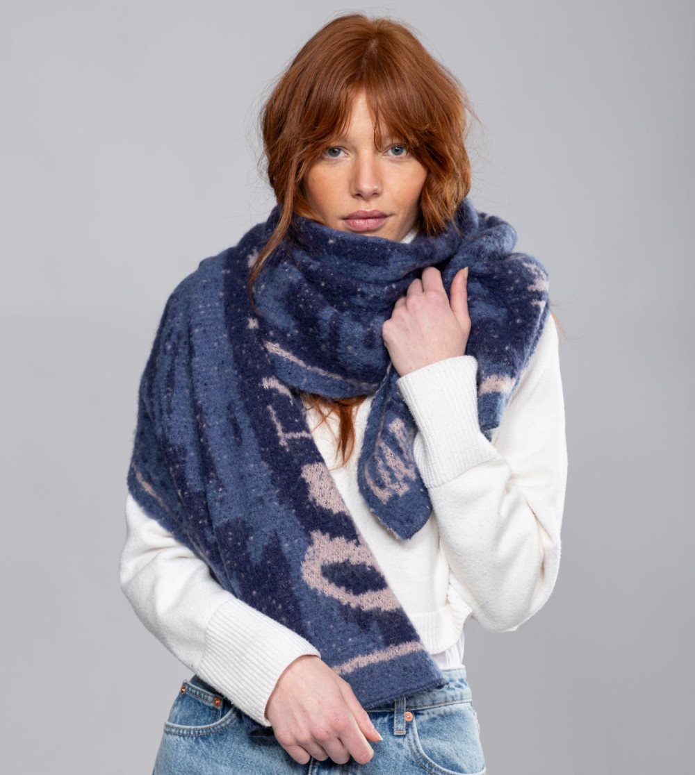 Sal Anekke Navy Blue Contemporary Scarf. Damske | 7980614-ZD