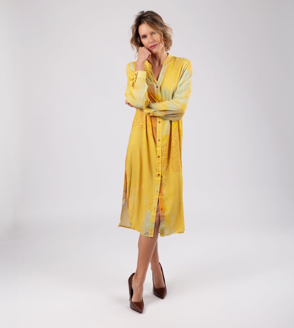 Saty Anekke Yellow Shirt Dress Damske | 9137560-MH