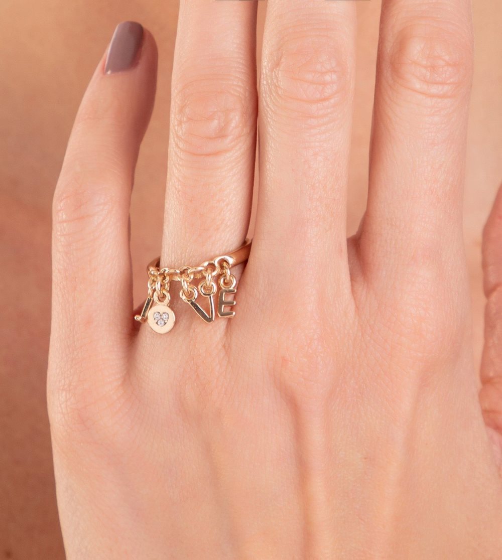 Sperky Anekke Love Gold Plated Ring With Letters Damske | 8297430-JF