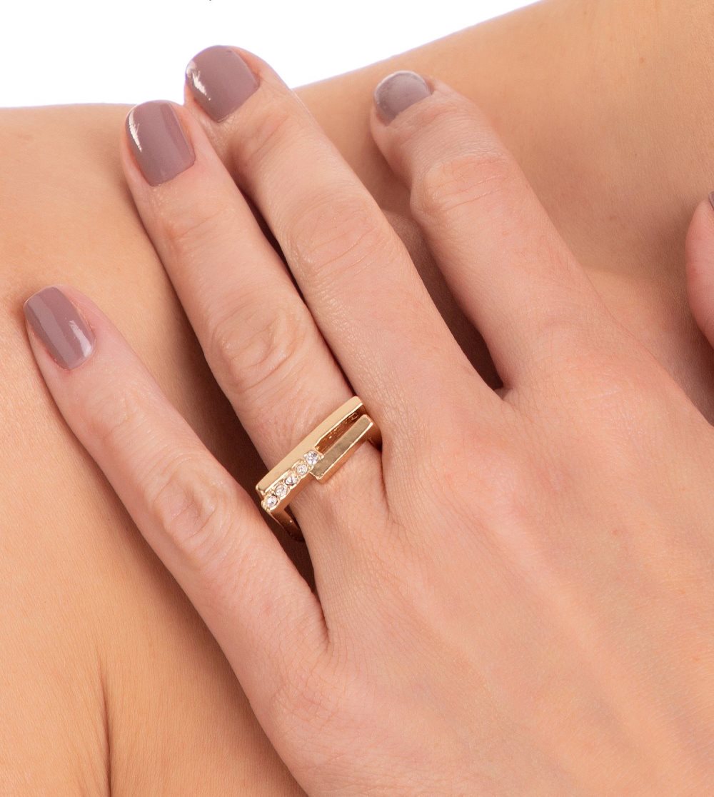 Sperky Anekke Ring With Golden Rhinestones Damske | 9025347-BN