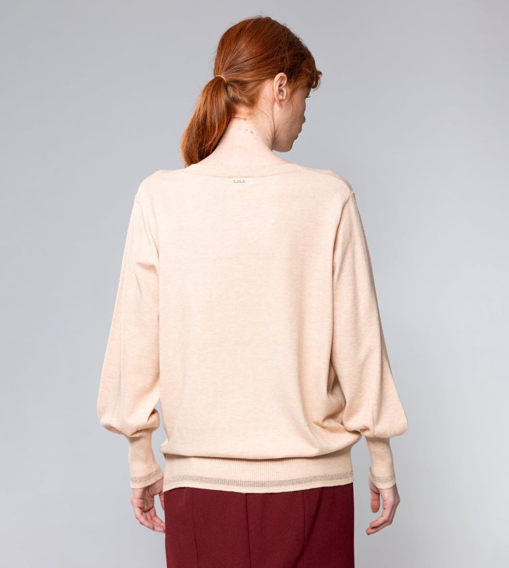 Svetre Anekke Beige Shoen V-neck Sweater Damske | 5967810-IP