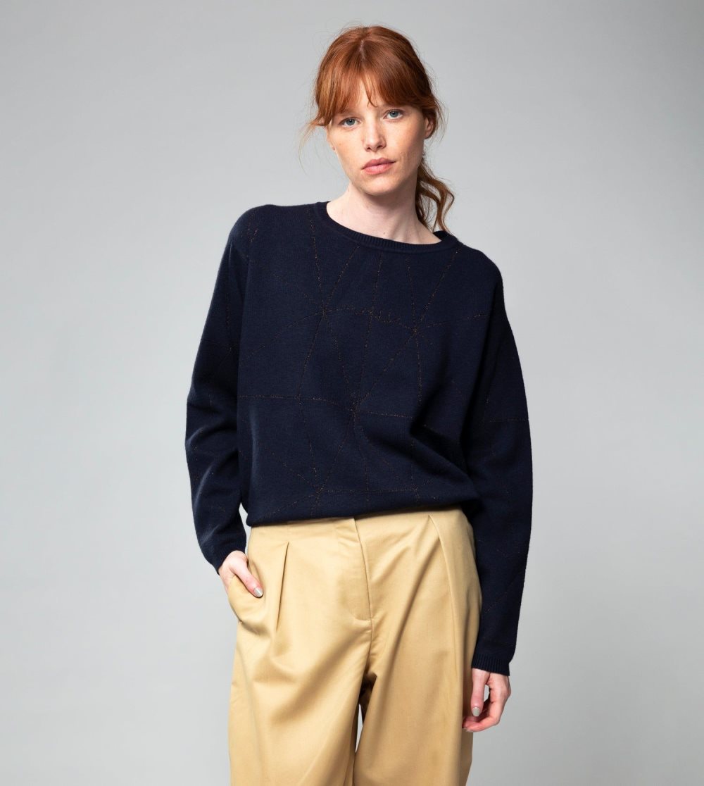 Svetre Anekke Navy Blue Shoen Sweater Damske | 2748013-QG
