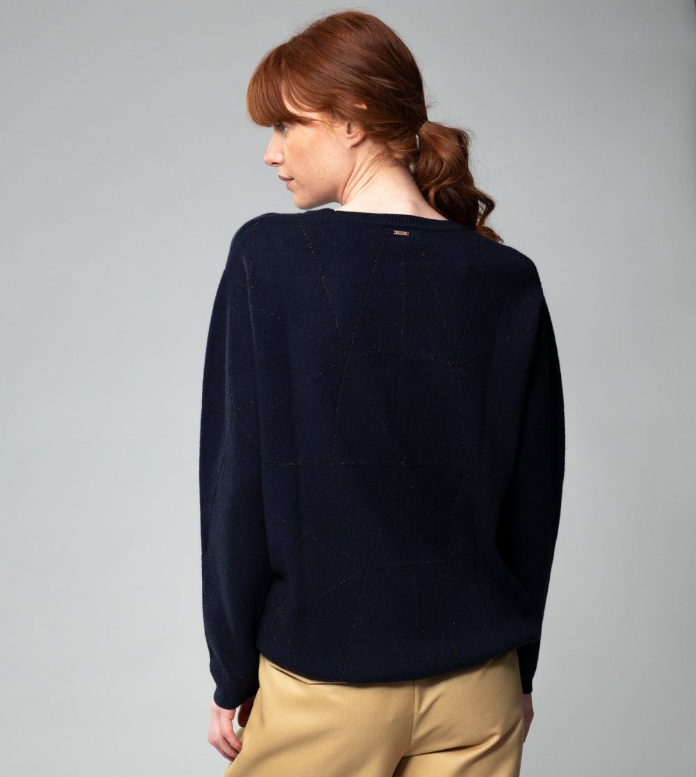 Svetre Anekke Navy Blue Shoen Sweater Damske | 2748013-QG