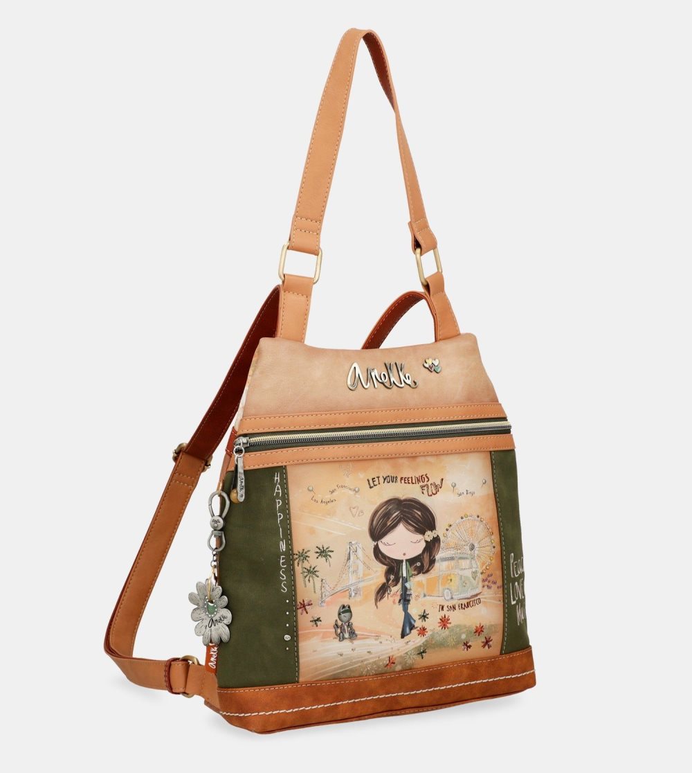 Taška Cez Rameno Anekke Peace & Love Camel Anti-theft Backpack Damske | 2651947-WX