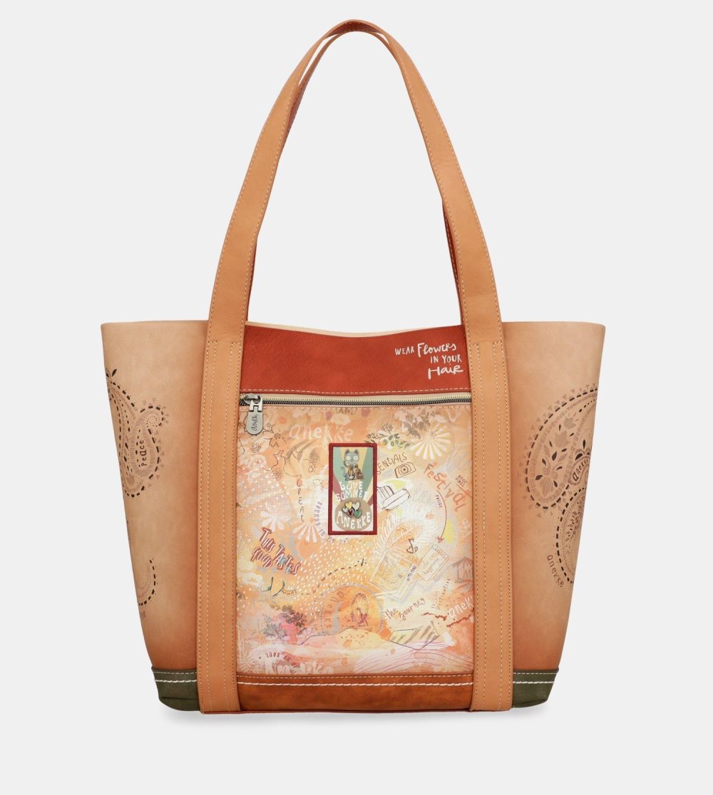 Taška Cez Rameno Anekke Peace & Love Camel Shopping Bag Damske | 3418290-YR